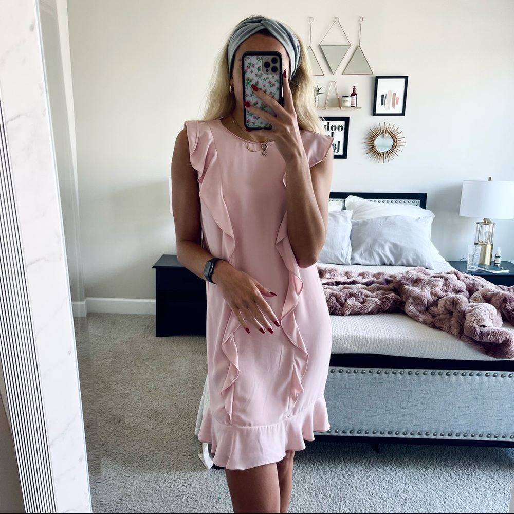 Amanda Uprichard Light Pink Ruffle Sleeveless Mini Dress
